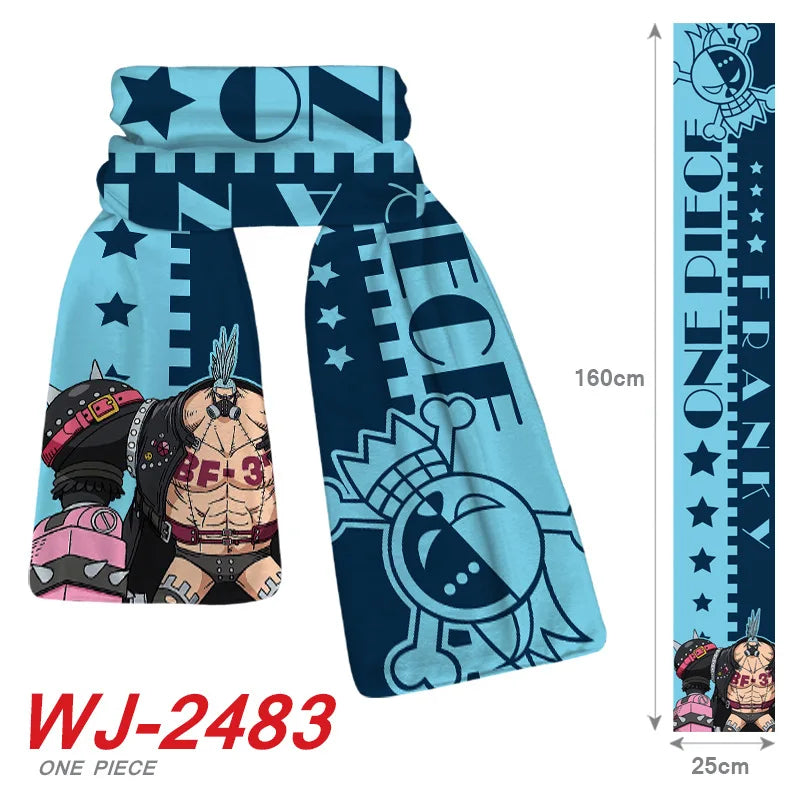 ONE PIECE Luffy Zoro Anime Scarf Chopper Cartoon Soft Thickened Warm Winter Men Women's Scarves Christmas New Year Birthday Gift