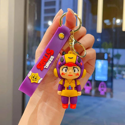 New Brawl Stars Generation 1-3 Creative Wilderness Battle 3d Stitch Doll Key Keychain Cute Nita Jie Xibeiya Car Keychain Pendan