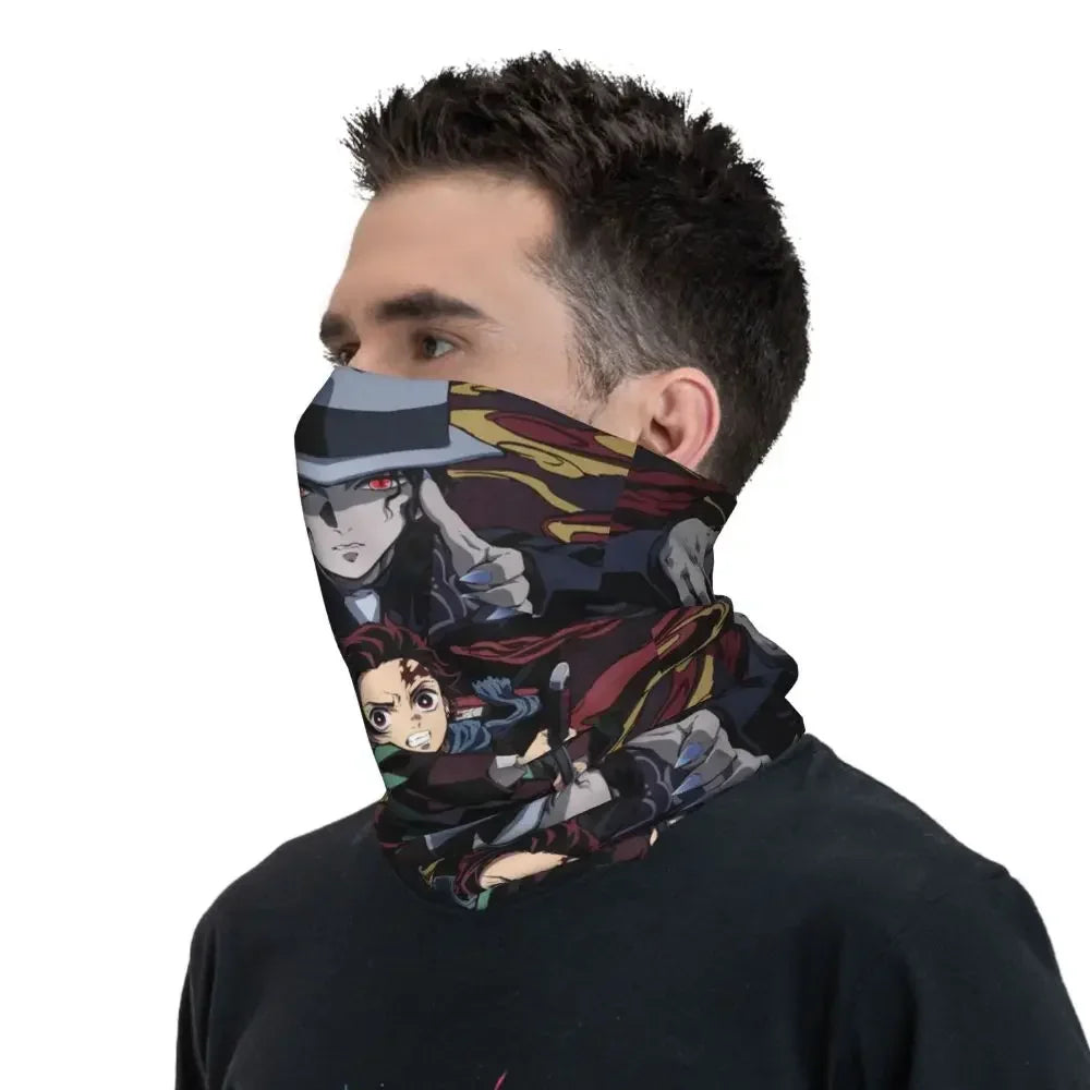 Demon Slayer Kimetsu No Yaiba Bandana Neck Gaiter Windproof Face Scarf Cover Women Men Nezuko Kamado Headband Tube Balaclava