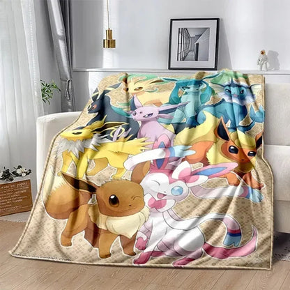 New Pokemon Cartoon Anime Flannel Blanket Pikachu  Figures Home Sofa Lunch Break Blankets Children Student Christmas Kids Gift