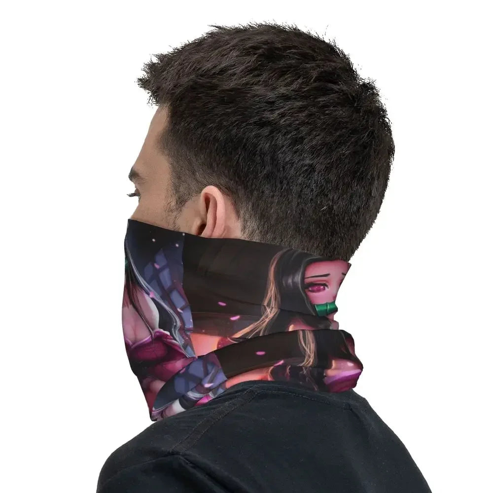 Demon Slayer Kimetsu No Yaiba Bandana Neck Gaiter Windproof Face Scarf Cover Women Men Nezuko Kamado Headband Tube Balaclava