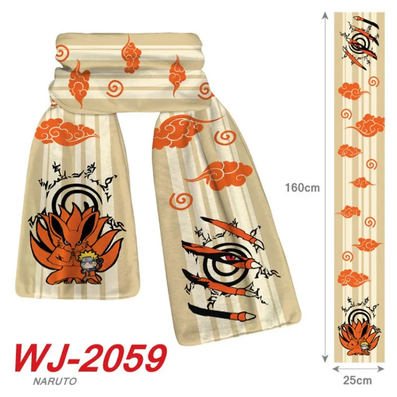 160x25cm Anime Naruto Cute Scarf Cartoon Naruto Sasuke Winter Boys Girls Warm Polar Fleece Scarf for Children Christmas Toy Gift