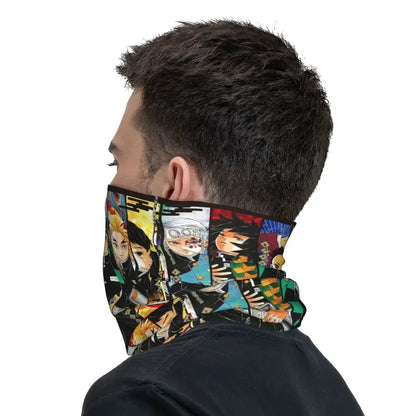 Demon Slayer Kimetsu No Yaiba Bandana Neck Gaiter Windproof Face Scarf Cover Women Men Nezuko Kamado Headband Tube Balaclava