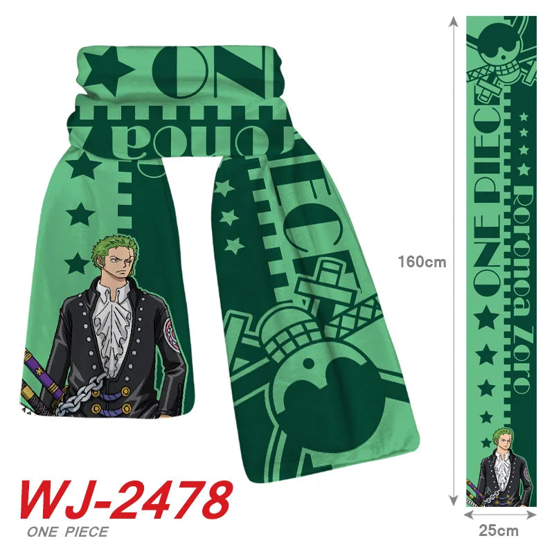 ONE PIECE Luffy Zoro Anime Scarf Chopper Cartoon Soft Thickened Warm Winter Men Women's Scarves Christmas New Year Birthday Gift