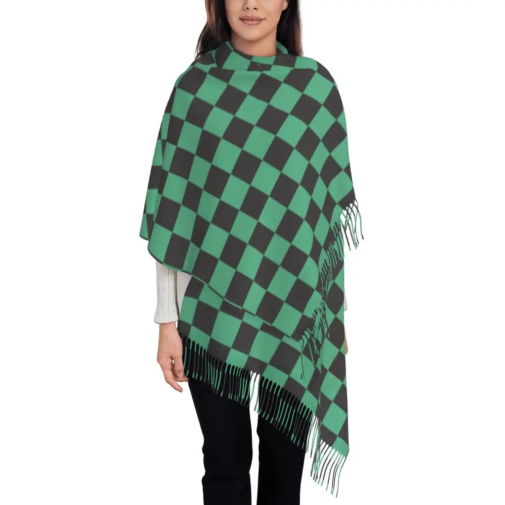 Demon Slayer Zenitsu's Pattern Scarf for Womens Winter Fall Pashmina Shawls and Wrap Long Large Shawl Scarf for Daily Wear