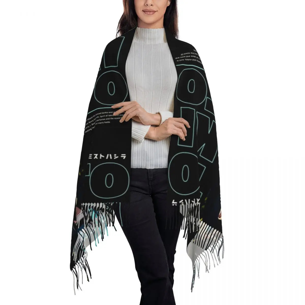 Muichiro Tokito - Demon Slayer Scarf Tassel Scarves for Women Soft Warm Shawls and Wraps Long Fall Winter Shawl Wrap