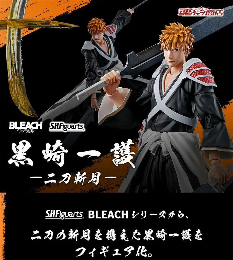 100%Original In Stock Bandai SHFiguart BLEACH Kurosaki Ichigo Dual Zangetsu Ver. Action Anime Figure PVC Model Collectible Toys