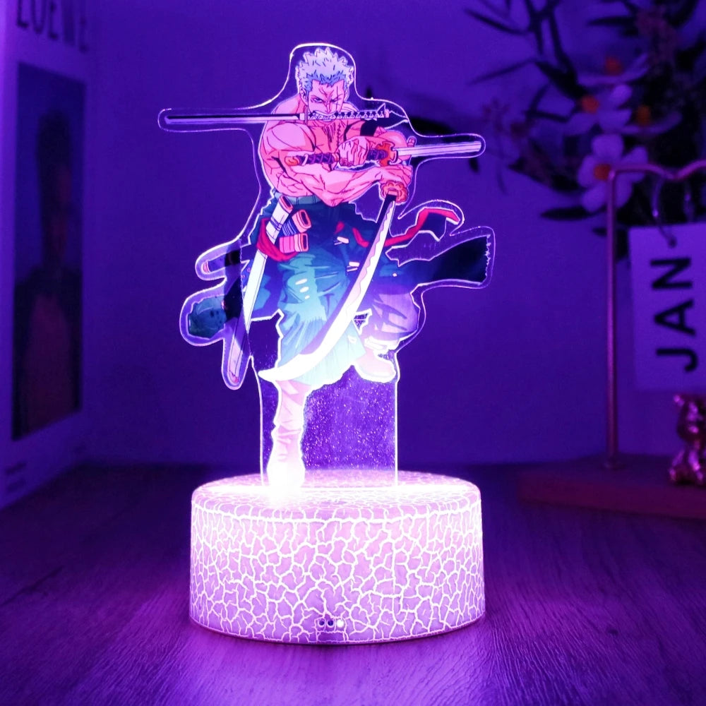 Actions Figure One Piece Luffy Zoro Anime Figures 3D Lamp PVC Action Collection Model Toys LED Night Light Kid Christmas Gift