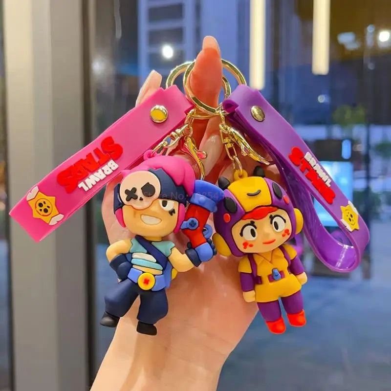 New Brawl Stars Generation 1-3 Creative Wilderness Battle 3d Stitch Doll Key Keychain Cute Nita Jie Xibeiya Car Keychain Pendan