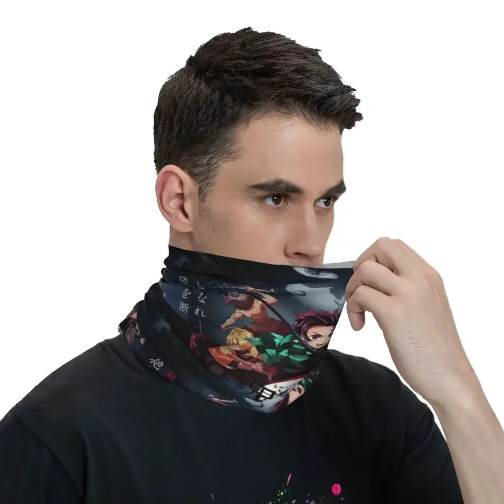 Demon Slayer Kimetsu No Yaiba Bandana Neck Gaiter Windproof Face Scarf Cover Women Men Nezuko Kamado Headband Tube Balaclava