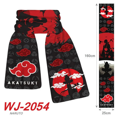 160x25cm Anime Naruto Cute Scarf Cartoon Naruto Sasuke Winter Boys Girls Warm Polar Fleece Scarf for Children Christmas Toy Gift