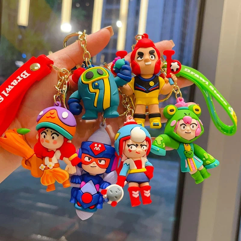 New Brawl Stars Generation 1-3 Creative Wilderness Battle 3d Stitch Doll Key Keychain Cute Nita Jie Xibeiya Car Keychain Pendan