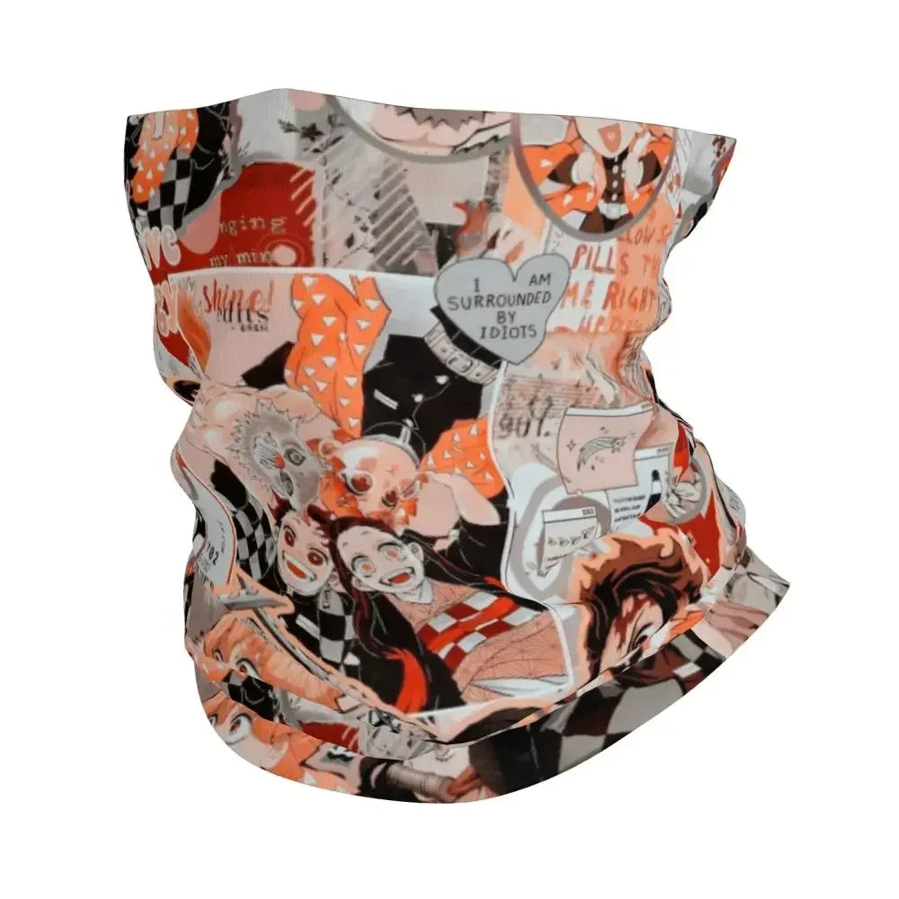 Demon Slayer Kimetsu No Yaiba Bandana Neck Gaiter Windproof Face Scarf Cover Women Men Nezuko Kamado Headband Tube Balaclava