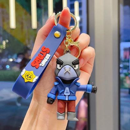 New Brawl Stars Generation 1-3 Creative Wilderness Battle 3d Stitch Doll Key Keychain Cute Nita Jie Xibeiya Car Keychain Pendan