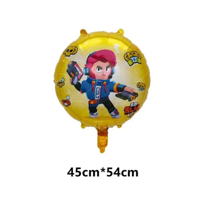 Brawl Stars Balloons Happy Birthday Banner Game Party Decoration Background Cake Topper Stickers Disposable Tableware Keychain