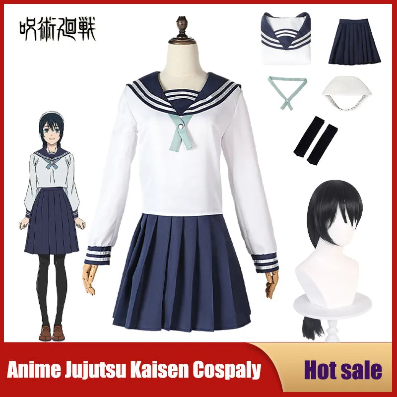 Anime Jujutsu Kaisen Riko Amanai Cosplay Costume JK Sailor Skirt School Uniform Halloween Party Carnival Women Wig Dresses Suit