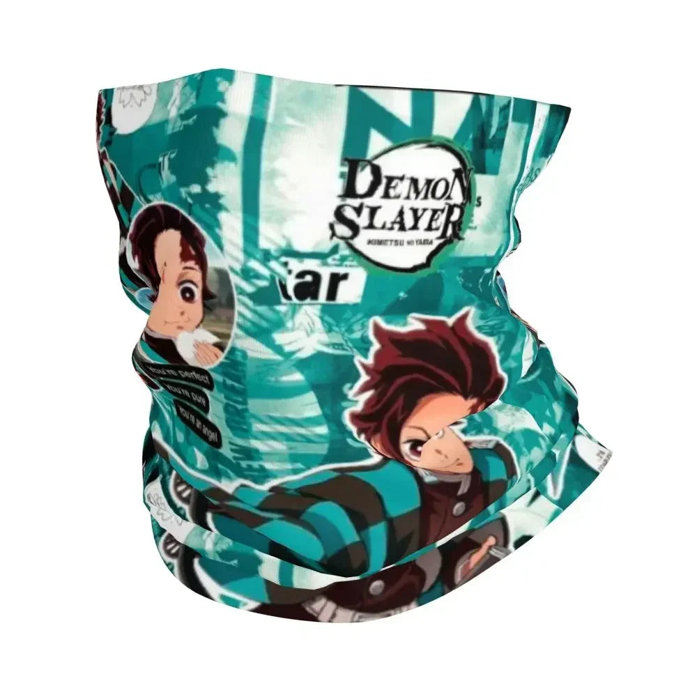 Demon Slayer Kimetsu No Yaiba Bandana Neck Gaiter Windproof Face Scarf Cover Women Men Nezuko Kamado Headband Tube Balaclava