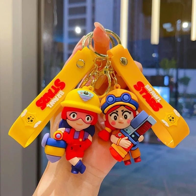 New Brawl Stars Generation 1-3 Creative Wilderness Battle 3d Stitch Doll Key Keychain Cute Nita Jie Xibeiya Car Keychain Pendan