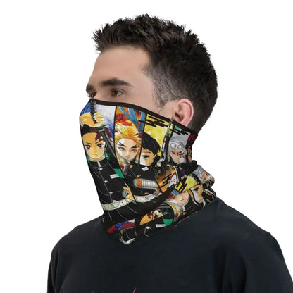 Demon Slayer Kimetsu No Yaiba Bandana Neck Gaiter Windproof Face Scarf Cover Women Men Nezuko Kamado Headband Tube Balaclava