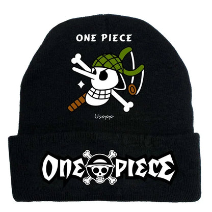 New Cartoon ONE PIECE Knitted Hat Anime Luffy Unisex Beanies Warm Hat Ski Skullies Cap Bonnet Embroidery Knitted Knitted Gift