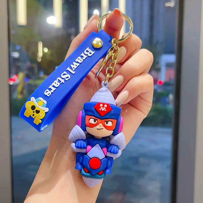 New Brawl Stars Generation 1-3 Creative Wilderness Battle 3d Stitch Doll Key Keychain Cute Nita Jie Xibeiya Car Keychain Pendan