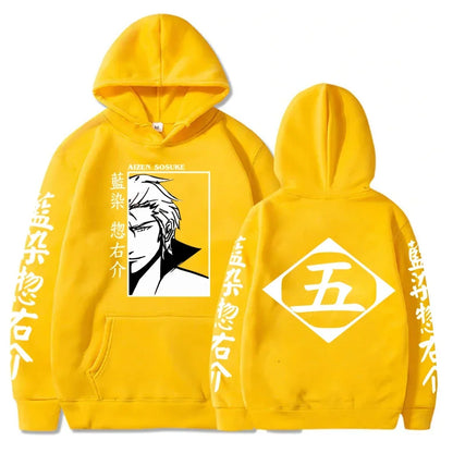 Anime Bleach Hoodies Men Aizen Sosuke Cosplay costume Long Sleeve Pullovers Autumn Winter Women Boy Clothing