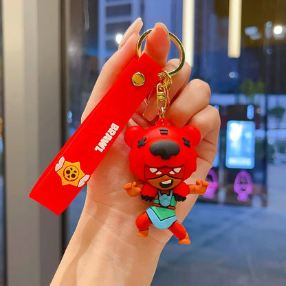 New Brawl Stars Generation 1-3 Creative Wilderness Battle 3d Stitch Doll Key Keychain Cute Nita Jie Xibeiya Car Keychain Pendan