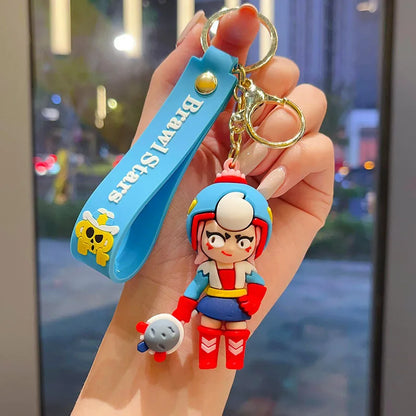 New Brawl Stars Generation 1-3 Creative Wilderness Battle 3d Stitch Doll Key Keychain Cute Nita Jie Xibeiya Car Keychain Pendan