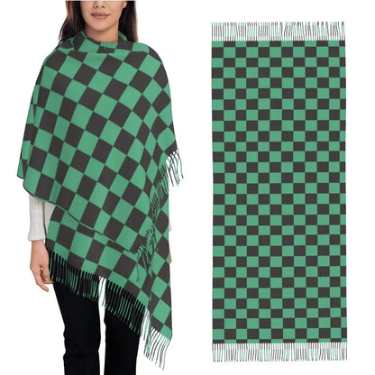 Demon Slayer Zenitsu's Pattern Scarf for Womens Winter Fall Pashmina Shawls and Wrap Long Large Shawl Scarf for Daily Wear