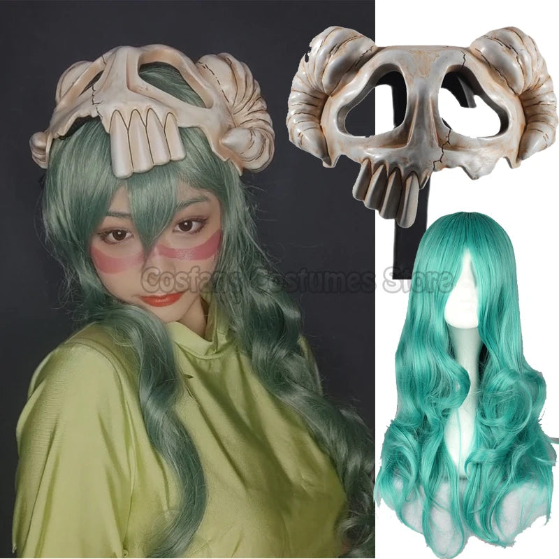 Anime BLEACH Neliel Cosplay Costume Nel Wigs Mask Helmet Women Dress for Halloween Party Accessories