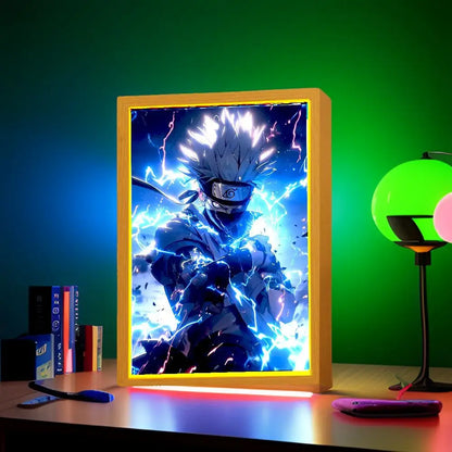 Light Painting Photo Frame Naruto Action Figure Sasuke Gaara Led Night Light Anime Figure Bedroom Decor Christmas Gift Moon Lamp