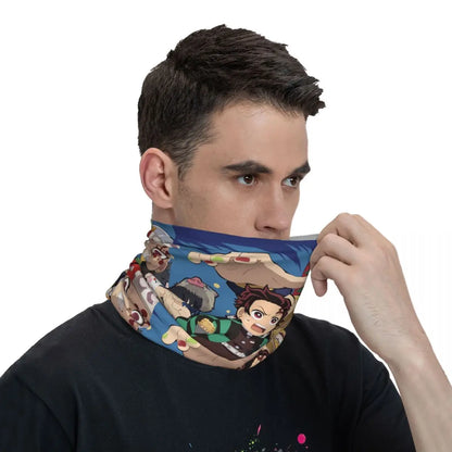 Demon Slayer Anime Neck Gaiter Face Scarf Cover Neck Gaiter Men Women Bandana Scarf Thin Summer