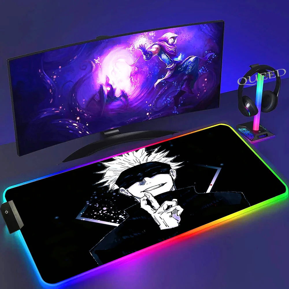 Jujutsu Kaisen RGB Gaming Mouse Pad Backlit Anime Desk Mat