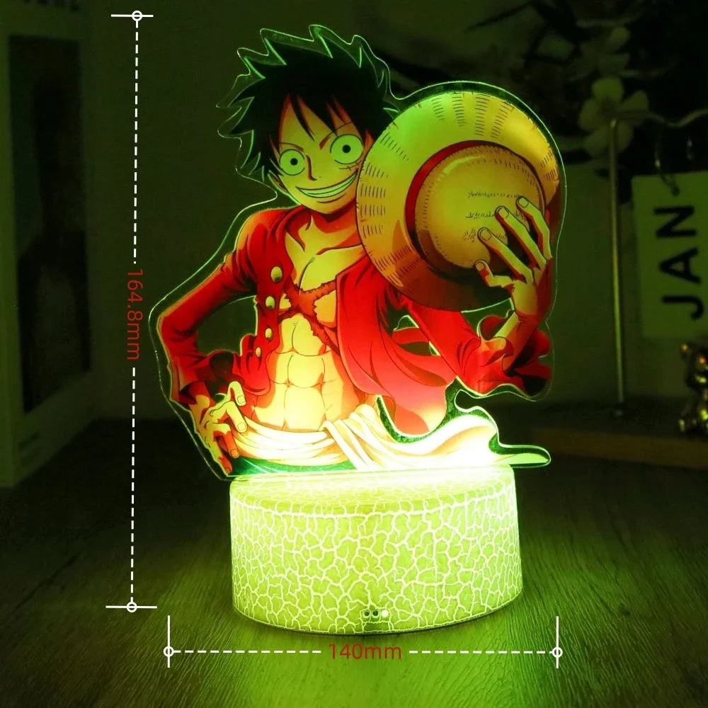 Actions Figure One Piece Luffy Zoro Anime Figures 3D Lamp PVC Action Collection Model Toys LED Night Light Kid Christmas Gift