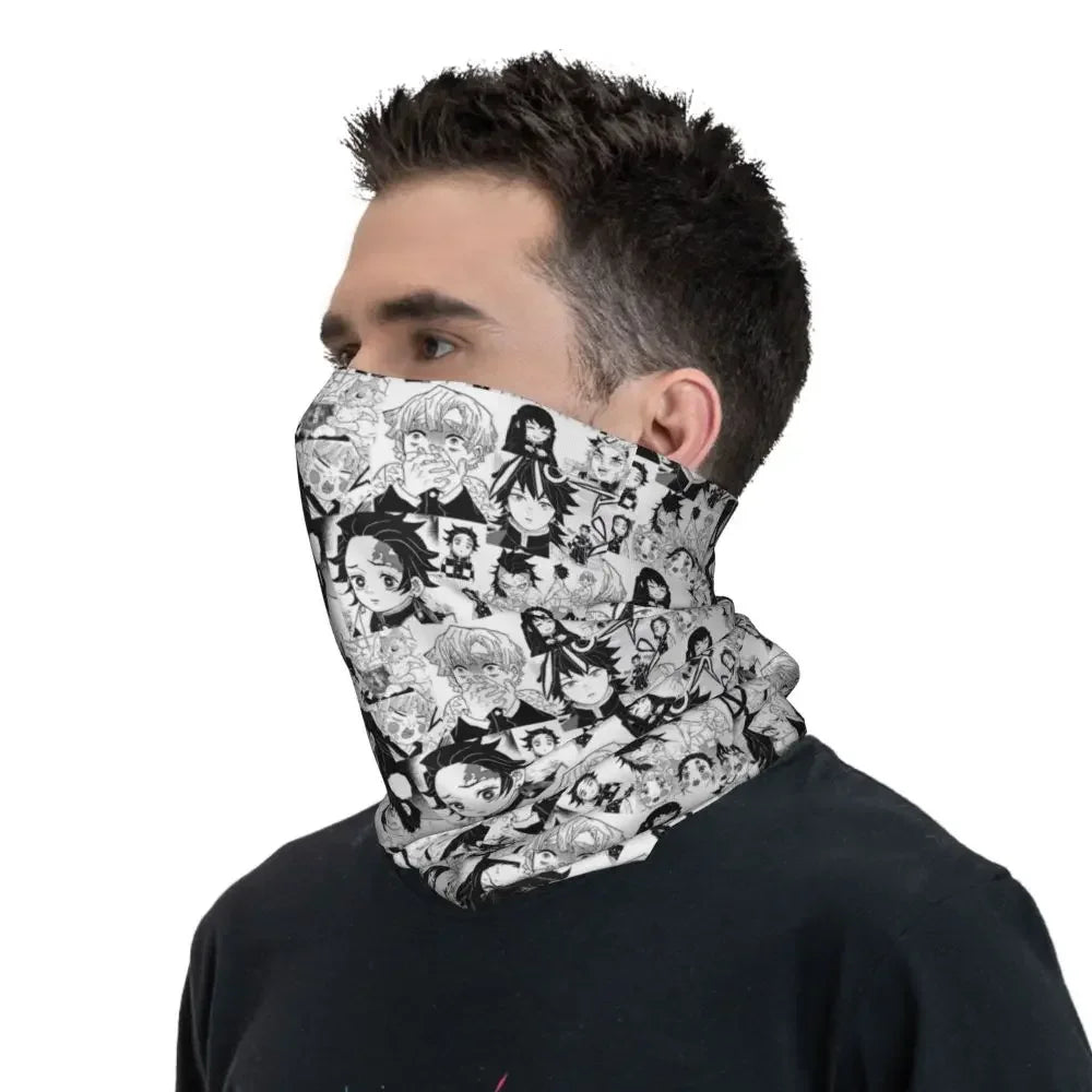 Demon Slayer Kimetsu No Yaiba Bandana Neck Gaiter Windproof Face Scarf Cover Women Men Nezuko Kamado Headband Tube Balaclava