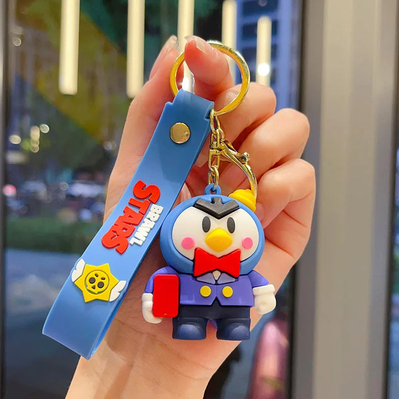 New Brawl Stars Generation 1-3 Creative Wilderness Battle 3d Stitch Doll Key Keychain Cute Nita Jie Xibeiya Car Keychain Pendan