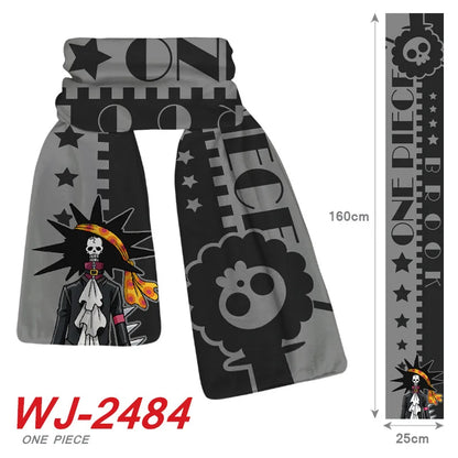 ONE PIECE Luffy Zoro Anime Scarf Chopper Cartoon Soft Thickened Warm Winter Men Women's Scarves Christmas New Year Birthday Gift