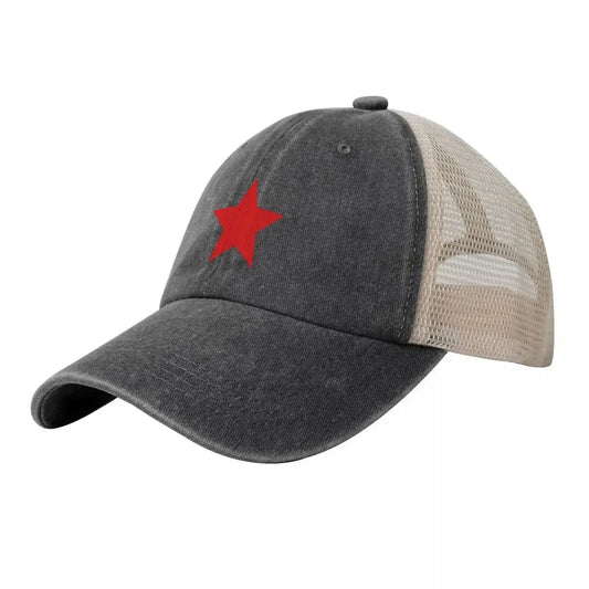 Star Red star black Cowboy Mesh Baseball Cap Beach Summer Outing Wild Ball Hat for Men Women Sun Protection