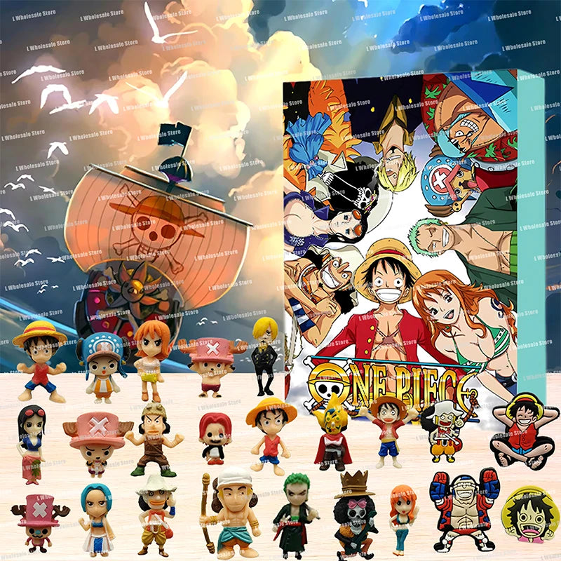 One Piece Luffy 24 Day Christmas Halloween Gifts Box Countdown Surprise Advent Calendar Boxes PVC Decoration Toys For Kids Gifts