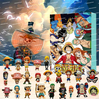 One Piece Luffy 24 Day Christmas Halloween Gifts Box Countdown Surprise Advent Calendar Boxes PVC Decoration Toys For Kids Gifts