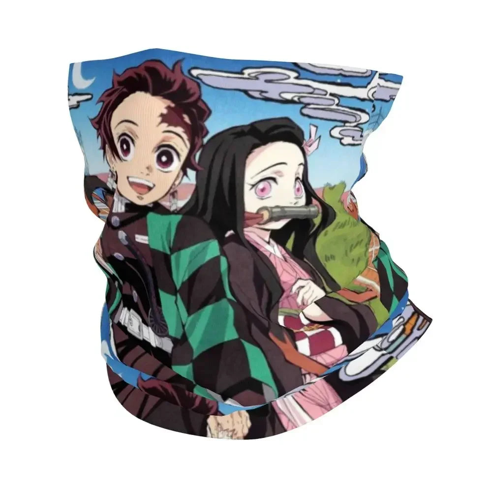 Demon Slayer Kimetsu No Yaiba Bandana Neck Gaiter Windproof Face Scarf Cover Women Men Nezuko Kamado Headband Tube Balaclava