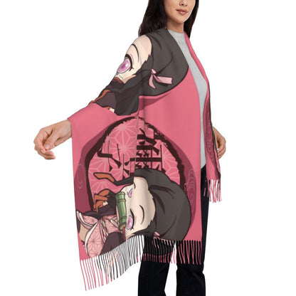 Custom Print Demon Slayer Shinobu Kocho Cosplay Scarf Men Women Winter Fall Warm Scarves Anime Kimetsu No Yaiba Shawls Wraps