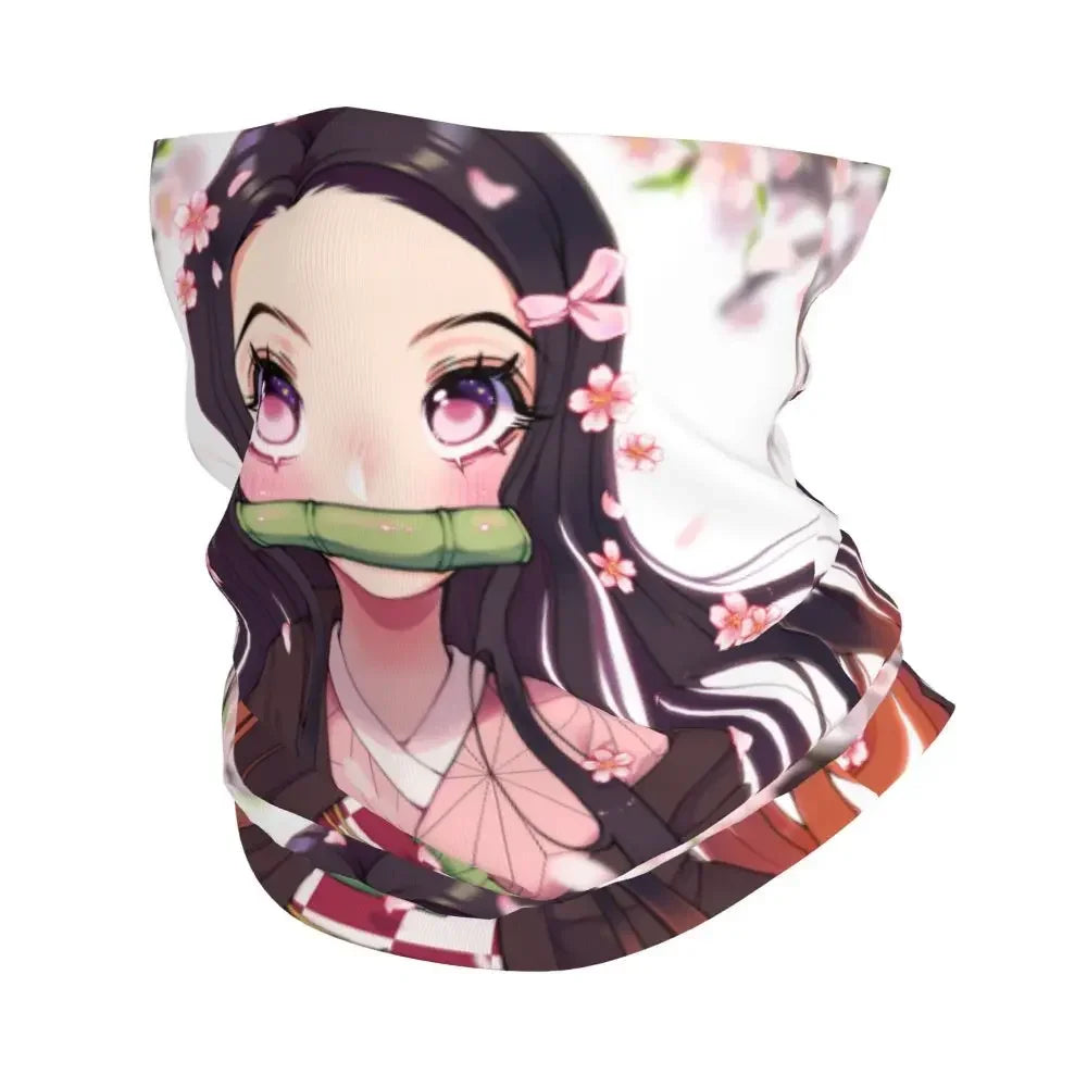 Demon Slayer Kimetsu No Yaiba Bandana Neck Gaiter Windproof Face Scarf Cover Women Men Nezuko Kamado Headband Tube Balaclava